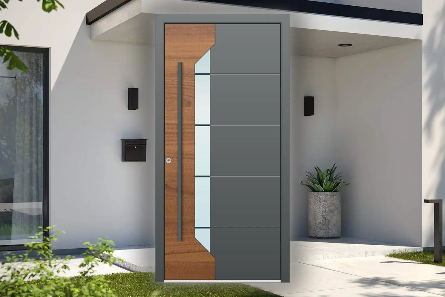 Haustüren - Aluminium - Mehrfarbig mit Glas